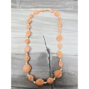 Vintage Estate Orange Swirl Beaded‎ Necklace Mid Century Modern Design Lucite
